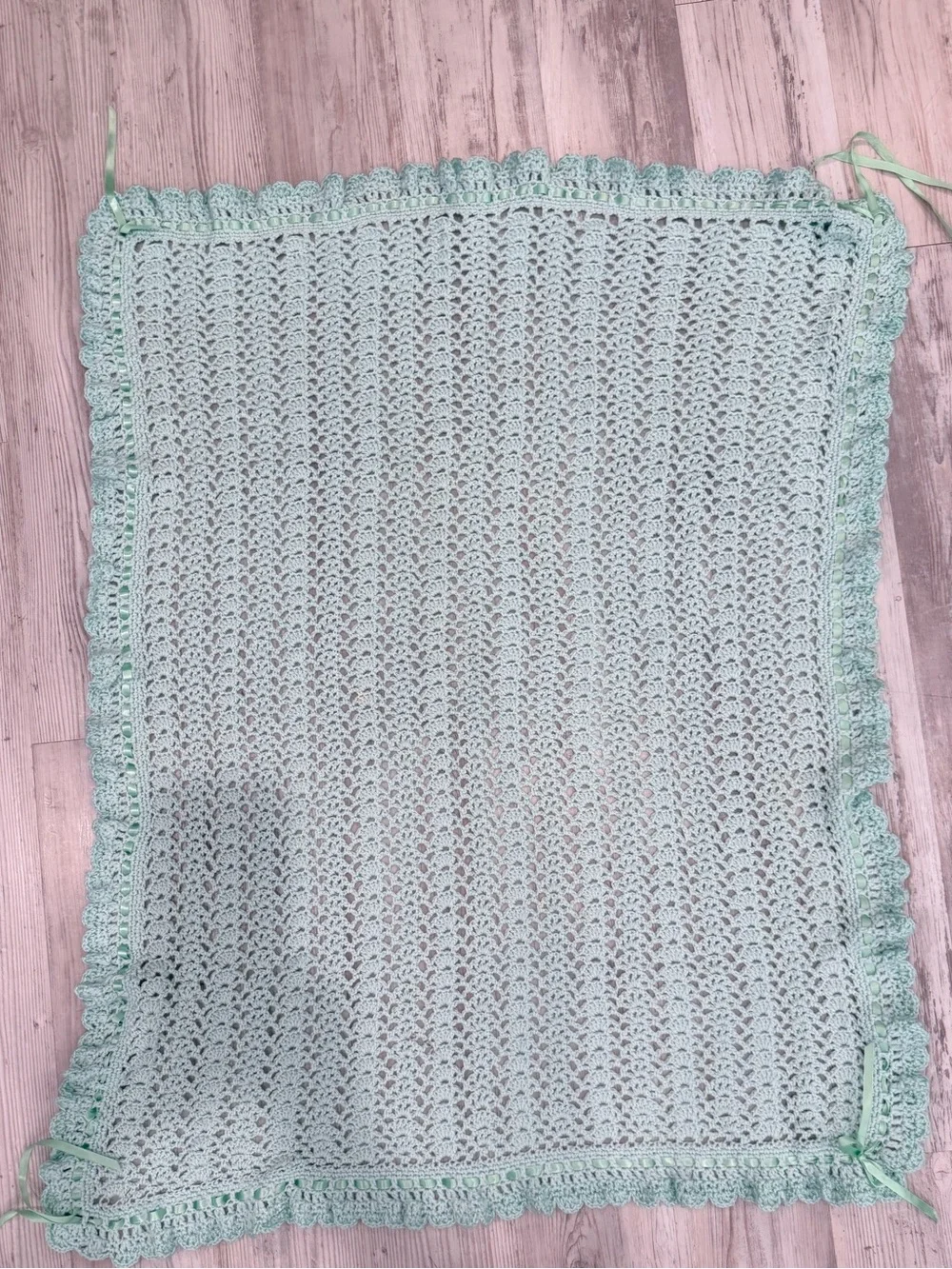 Handmade Mint Crochet Throw Blanket by